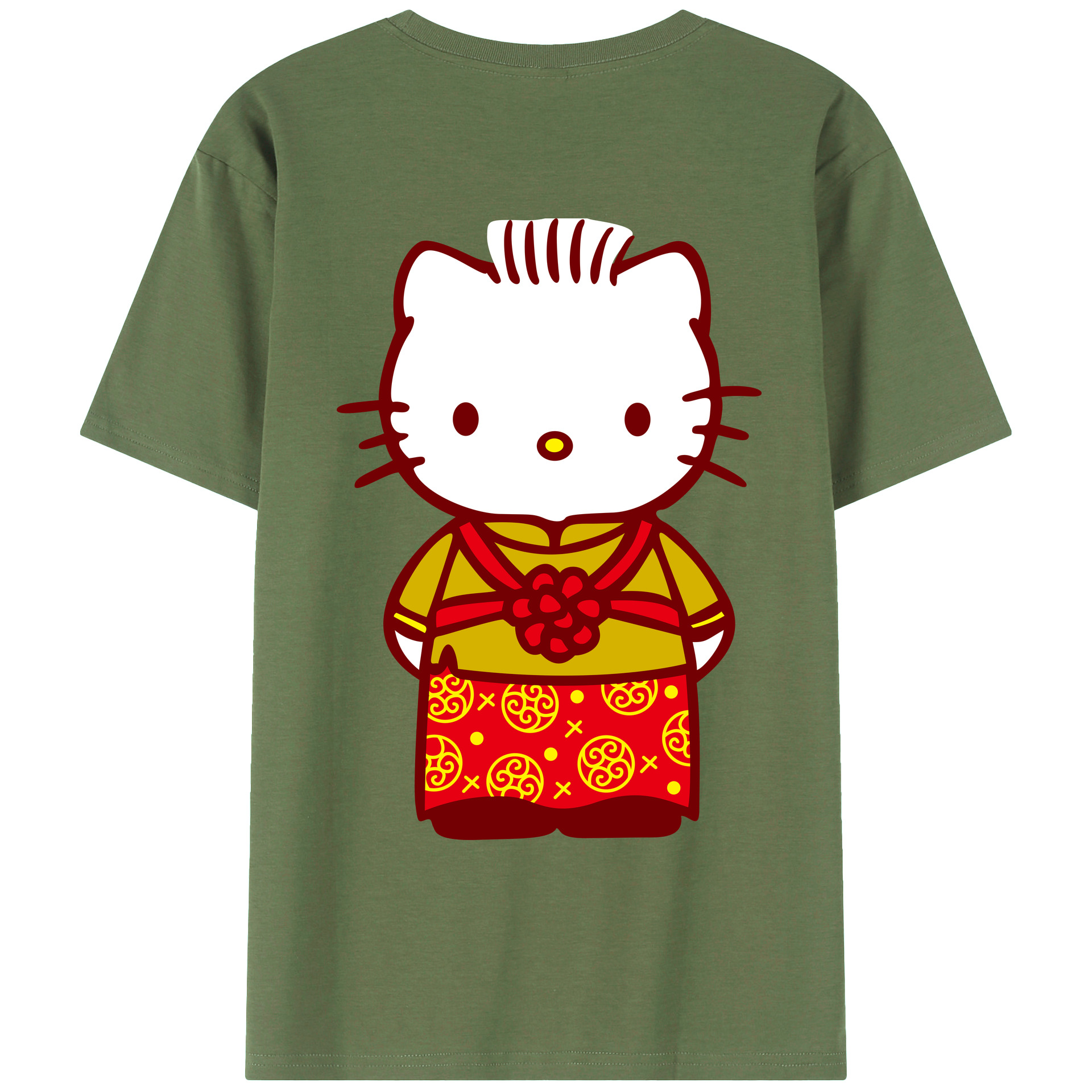 （画像用） Hello Kitty ハローキティ 綿100％ メンズ半袖Tシャツ（バックプリント） 通気性
